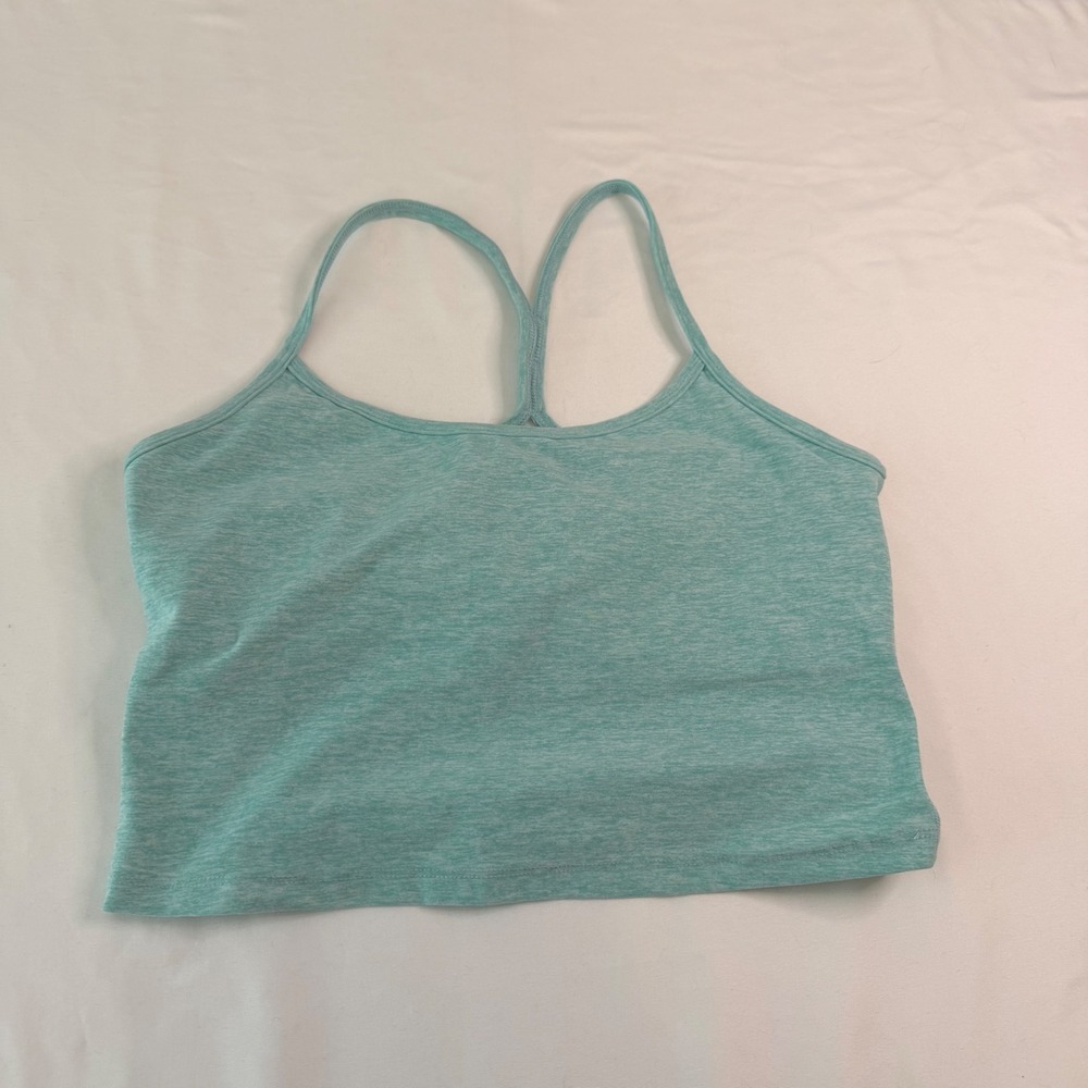 Beyond Yoga Spacedye Slim Racerback Cropped Tank Teal Heather Large